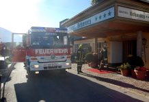 Hotel Schwarz – Brandmeldung entpuppte sich als Fehlalarm Hotel Schwarz - Brandmeldung entpuppte sich als Fehlalarm, Foto: Freiwillige Feuerwehr Mieming