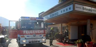 Hotel Schwarz – Brandmeldung entpuppte sich als Fehlalarm Hotel Schwarz - Brandmeldung entpuppte sich als Fehlalarm, Foto: Freiwillige Feuerwehr Mieming